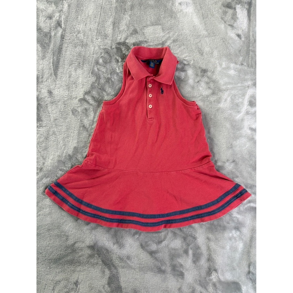 Polo Ralph Lauren Dress Girls 3T Pink Striped Sleeveless Embroidered cut